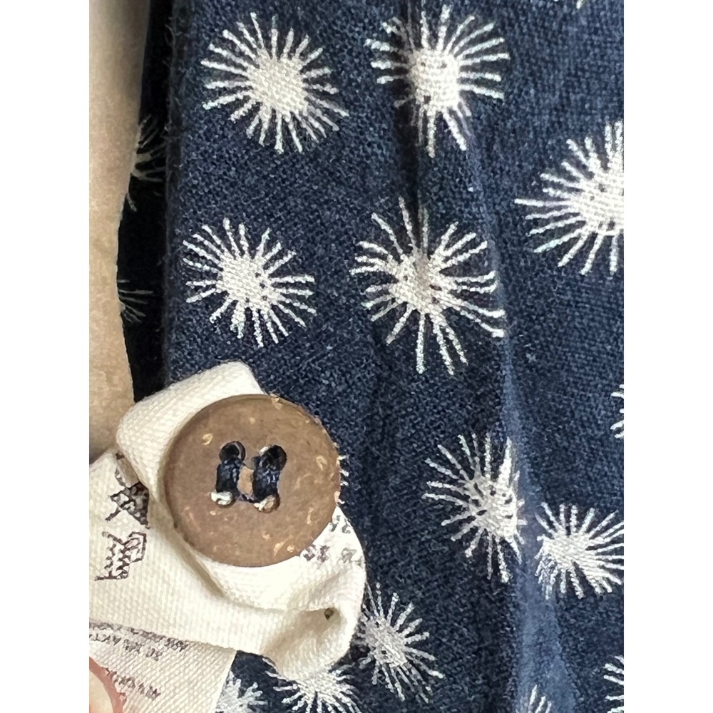 Thought Mens Navy Blue Hemp Organic Cotton Sunburst Print Long Sleeve Shirt S - Picture 10 of 13